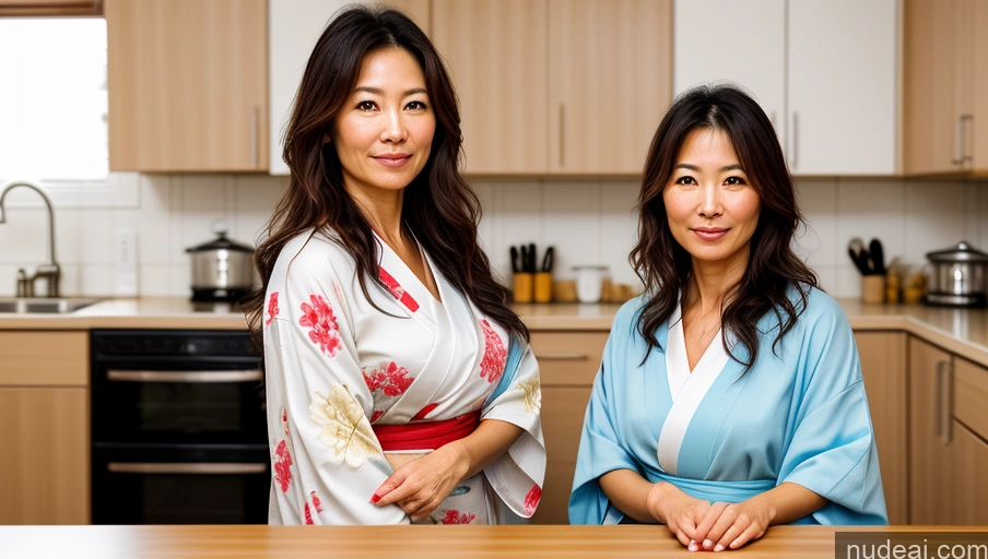 related ai porn images free for Sexy Face Kimono Bright Lighting Detailed Soft + Warm Front View Woman Messy One 40s Japanese Kitchen