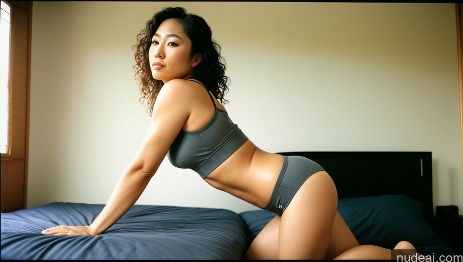 related ai porn images free for Woman One Sexy Face Film Photo Bedroom Front View Detailed Curly Hair Thick 30s Japanese Sports Bra Short Shorts