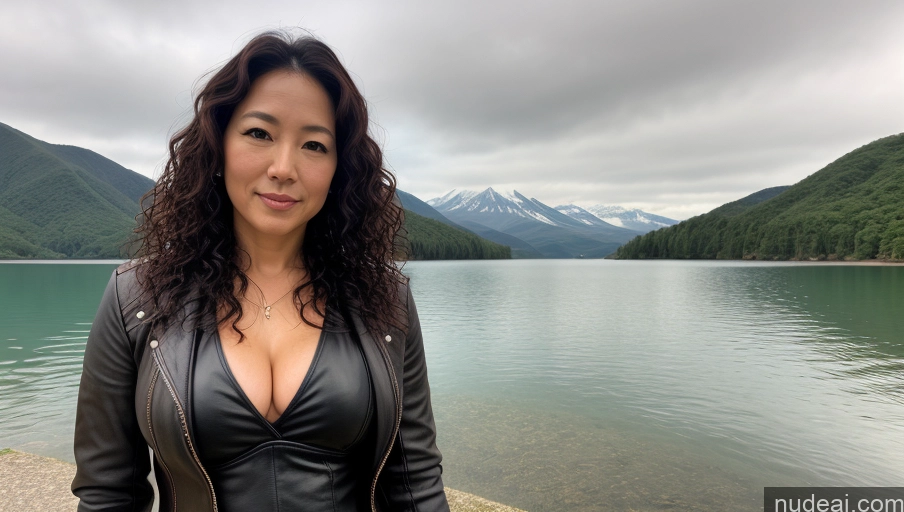 related ai porn images free for Woman One Sexy Face Front View Curly Hair Thick Japanese 40s Soft + Warm Lake Leather