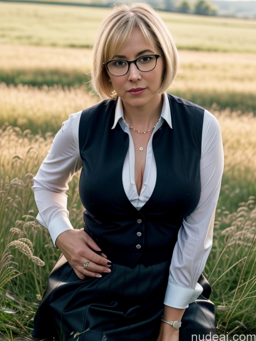 Sexy Face Blonde Glasses Front View Nude Dark Lighting Detailed 40s Chubby Fat Busty Afingering Milf Czech Seductive Short Hair Meadow STRADDLING Aahayasaka, Side Ponytail, Medium Breasts