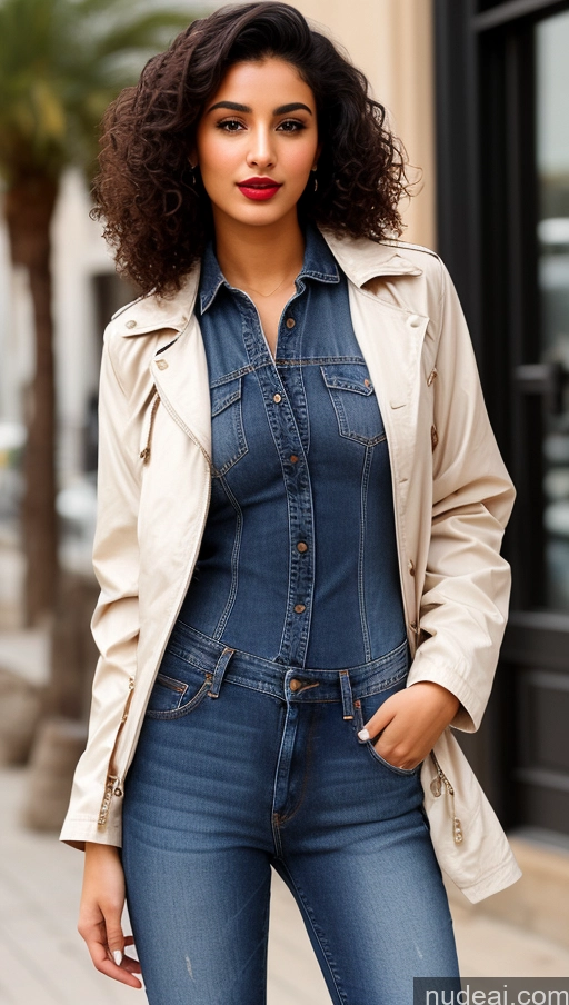 related ai porn images free for Woman One Lipstick Beautiful Perfect Body 18 Sexy Face Black Hair Arabic Front View Detailed Dress Curly Hair Street Jacket Jeans