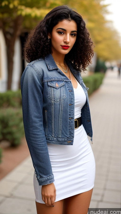 related ai porn images free for Woman One Lipstick Beautiful Perfect Body 18 Sexy Face Black Hair Arabic Front View Detailed Dress Curly Hair Street Jacket Jeans