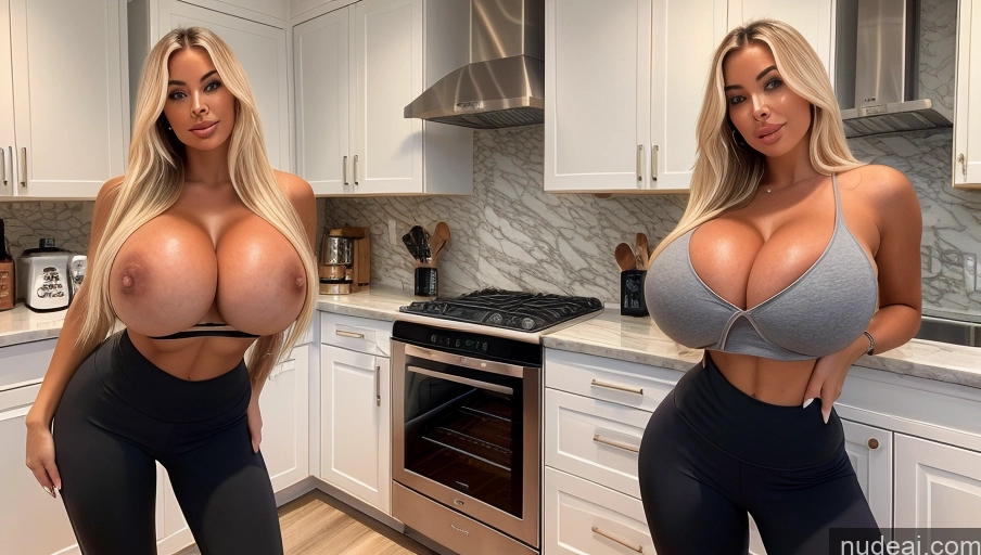 related ai porn images free for Bimbo Huge Boobs Tanned Skin 20s Two Kitchen Yoga Pants Topless