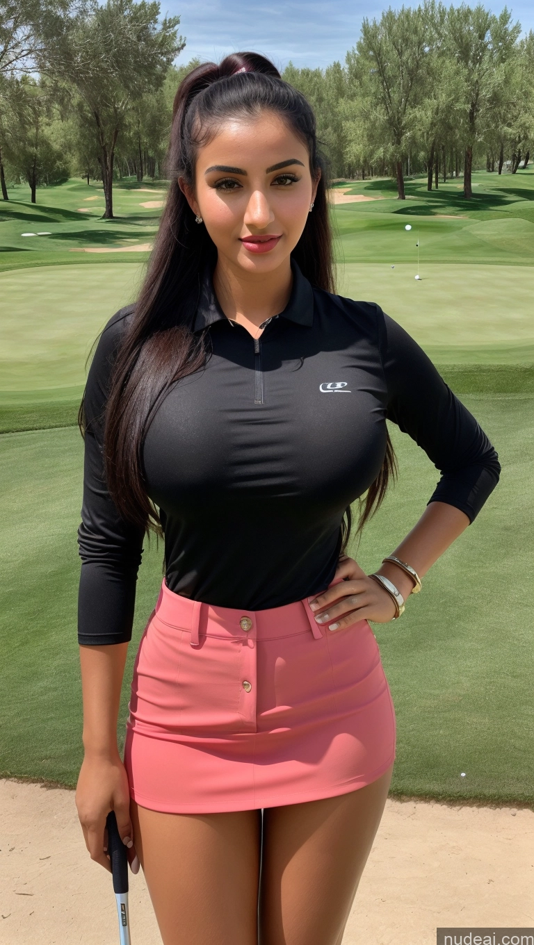 related ai porn images free for Woman One Busty Beautiful Lipstick Perfect Body 18 Sexy Face Black Hair Ponytail Arabic Front View Detailed Golf