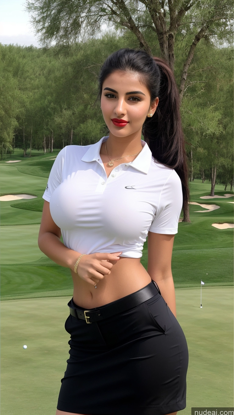 related ai porn images free for Woman One Busty Beautiful Lipstick Perfect Body 18 Sexy Face Black Hair Ponytail Arabic Front View Detailed Golf