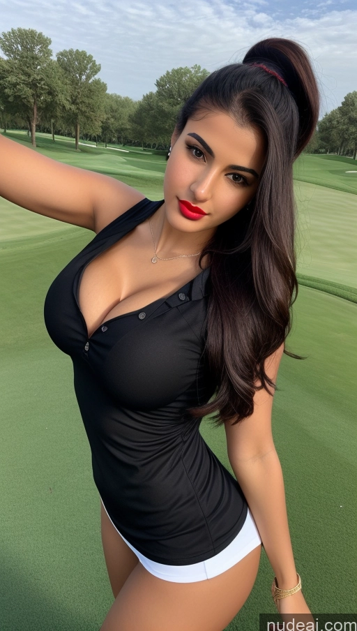 related ai porn images free for Woman One Busty Beautiful Lipstick Perfect Body 18 Sexy Face Black Hair Ponytail Arabic Front View Detailed Golf