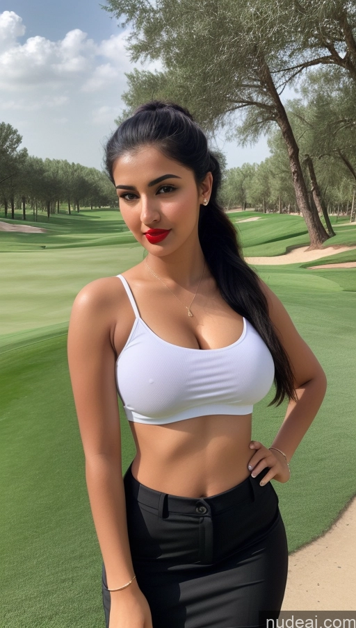 related ai porn images free for Woman One Busty Beautiful Lipstick Perfect Body 18 Sexy Face Black Hair Ponytail Arabic Front View Detailed Golf