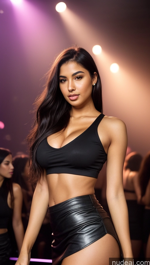 related ai porn images free for Woman Busty Beautiful Perfect Body 18 Sexy Face Black Hair Ponytail Brazilian Club Front View Detailed Mini Skirt Crop Top