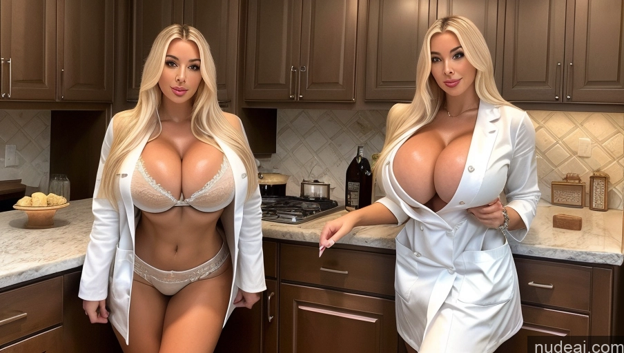 related ai porn images free for Huge Boobs Blonde Two Bimbo Kitchen Lab Coat Cleavage