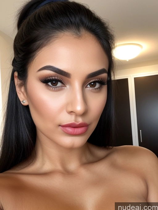 related ai porn images free for Close-up View Perfect Body Cleavage Perfect Boobs Black Hair 20s Ponytail Pouting Lips Persian Detailed