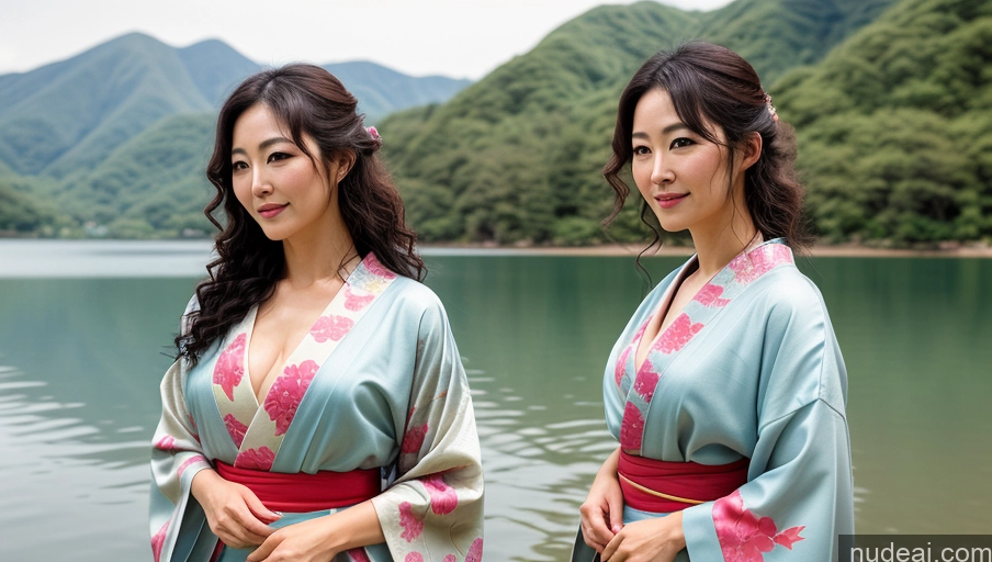 related ai porn images free for Woman One 30s Sexy Face Curly Hair Japanese Soft + Warm Lake Front View Kimono Bright Lighting