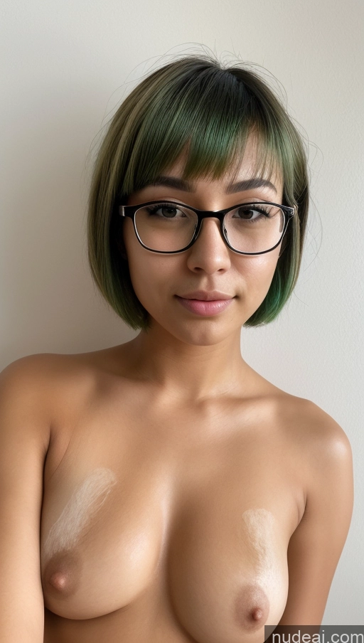 related ai porn images free for One Woman 18 White Tanned Skin Small Tits Thick Glasses Green Hair Short Hair Nude Face Mask Cumshot