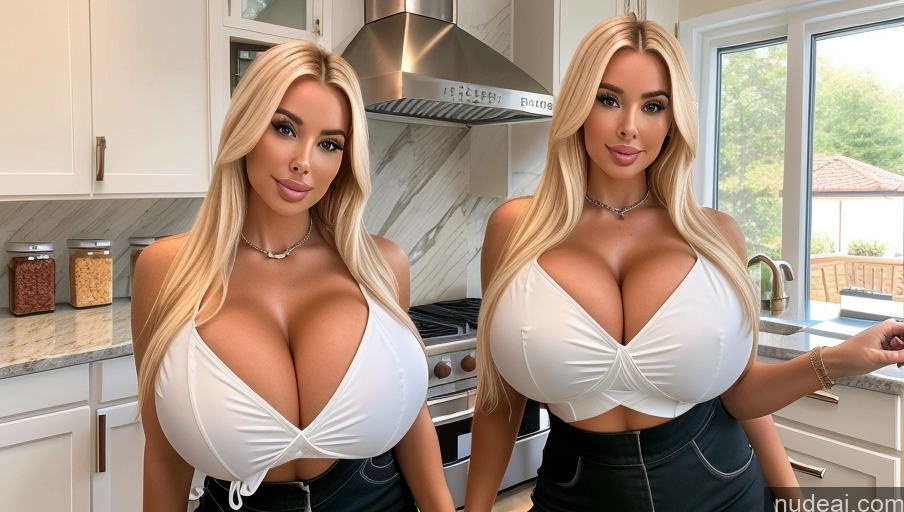 related ai porn images free for Bimbo Huge Boobs Two Kitchen Blouse