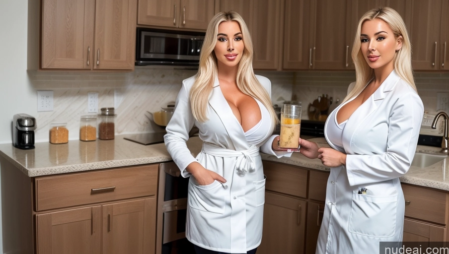related ai porn images free for Bimbo Huge Boobs Two Kitchen Lab Coat