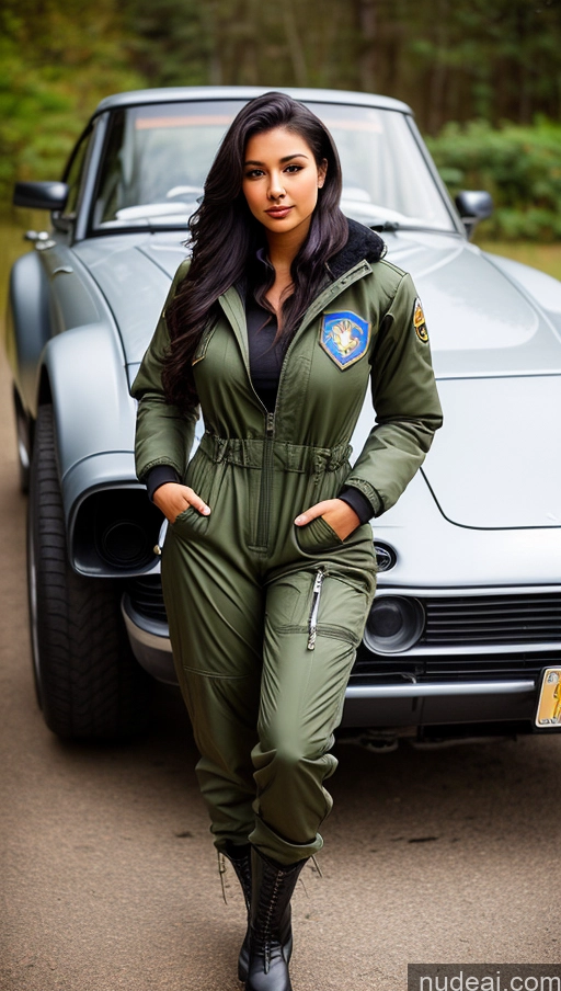 related ai porn images free for Woman One Busty Beautiful Perfect Body 18 Seductive Sexy Face Black Hair Brazilian Front View Pilot Jumpsuit Detailed Parka Boots
