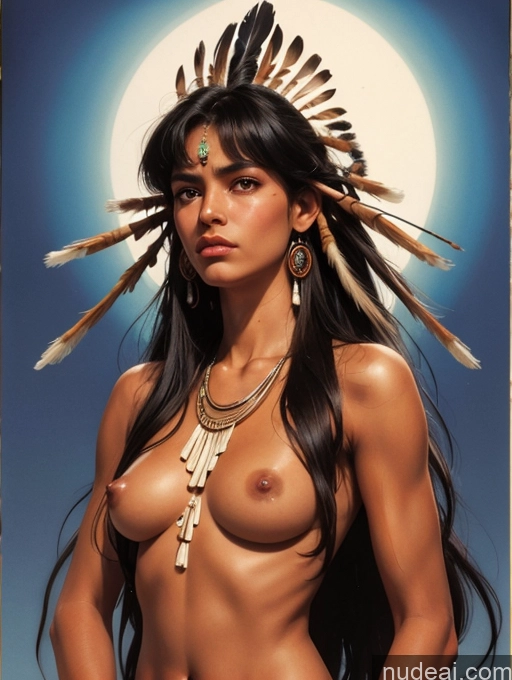 Tanned Skin Native American Traditional Topless Woman Breasts Art By Boris Vallejo Boris Vallejo Art Style Gwainsaga Tall Working Out Bangs