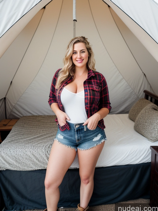 related ai porn images free for Woman Small Tits Big Ass Fat Big Hips Fairer Skin 30s Blonde Messy White Film Photo Tent Lumberjack Cleavage Dark Lighting Detailed Daisy Dukes Boots High Socks Shirt Full Frontal