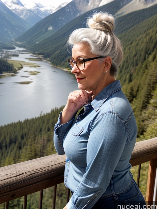 related ai porn images free for Short Big Hips Glasses Mountains Pubic Hair Jeans Blouse Cleavage Hair Bun 70s Chubby White Hair Boots Side View