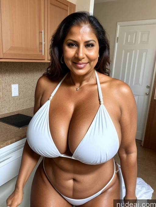 related ai porn images free for Milf One Busty Huge Boobs Thick Tanned Skin 60s Indian Front View Microkini Thong Maid