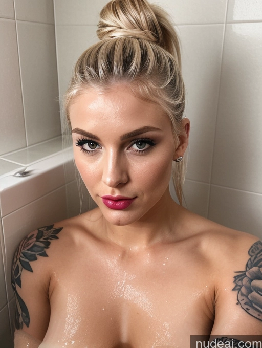 related ai porn images free for Perfect Boobs Beautiful 20s Close-up View Nude Lipstick Pouting Lips Shower Detailed Hungarian Blonde Tattoos Perfect Body Ponytail Muscular