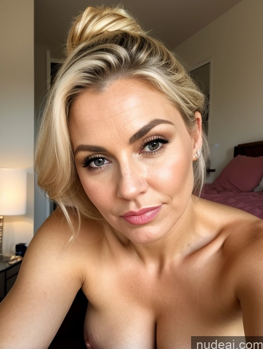 related ai porn images free for Beautiful British Nude Bedroom Blonde Close-up View Detailed Perfect Boobs Hair Bun Pouting Lips 40s Milf
