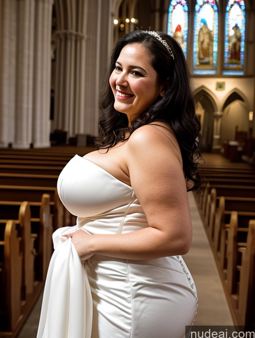 related ai porn images free for Milf Chubby Big Hips Short 30s Happy Black Hair Long Hair Fairer Skin White Church Wedding Nude Side View