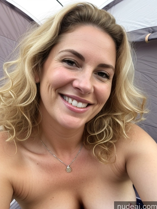 related ai porn images free for Milf Pubic Hair Short 40s Happy Seductive Blonde Curly Hair White Fairer Skin Close-up View Nude Tent Casual Chubby