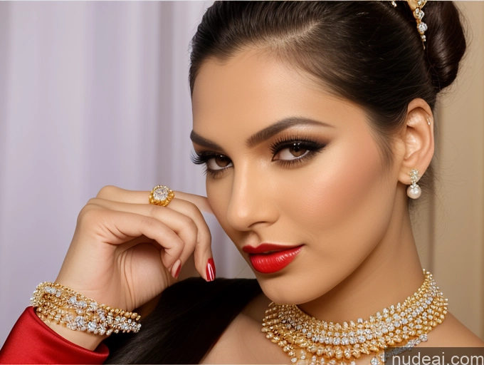 related ai porn images free for One Perfect Boobs Lipstick Perfect Body Tall 20s Sexy Face Black Hair Russian Diamond Jewelry Gold Jewelry Jewelry Pearl Jewelry Detailed Front View Hair Bun Party Wedding Bra Pull Down Miss Universe Model