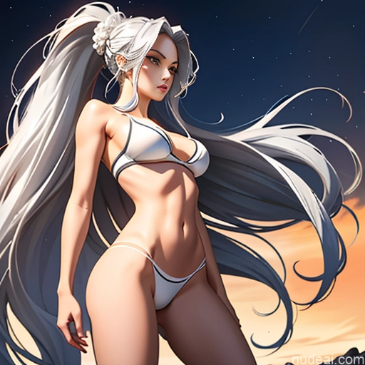 Woman Skinny Short Fairer Skin Long Hair 18 Nude Topless Japanese Warm Anime Stockings Partially Nude Transparent One Shocked Changing Room Hair Bun White Hair Sports Bra