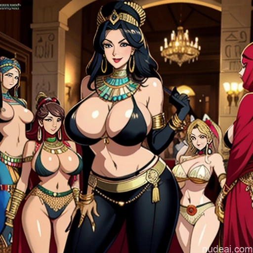 Milf Perfect Boobs Big Hips 50s Ahegao Egyptian Gloves Harem Pants Gold Jewelry Jewelry Detailed Several