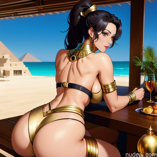 related ai porn images free for Perfect Boobs Big Hips Egyptian Harem Pants Gold Jewelry Detailed 30s Ponytail Bending Over One Cyborg Back View