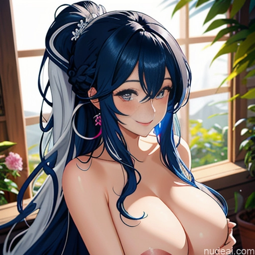 related ai porn images free for Huge Boobs 18 Blue Hair Messy Long Hair Reverse Upright Straddle Woman Happy Detailed Dark Fantasy