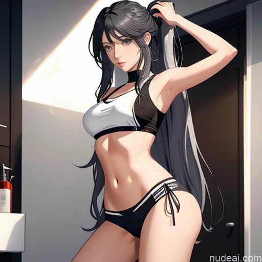 Woman One Long Hair Skinny Big Ass Perfect Boobs 18 Orgasm White Hair Messy Russian Soft Anime Bathroom Mall Front View Spreading Legs Sports Bra Partially Nude