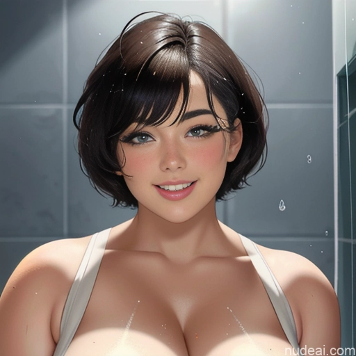 related ai porn images free for Pubic Hair Shower Front View 18 Happy Chubby Short Hair Woman