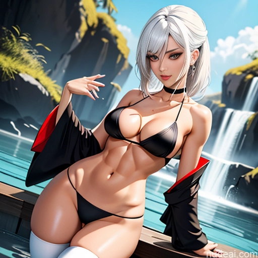 related ai porn images free for Woman One Perfect Body 20s Seductive White Hair Bangs Messy White Soft Anime Crisp Anime Black And White Onsen Front View Kimono Thigh Socks Panties Choker Cleavage