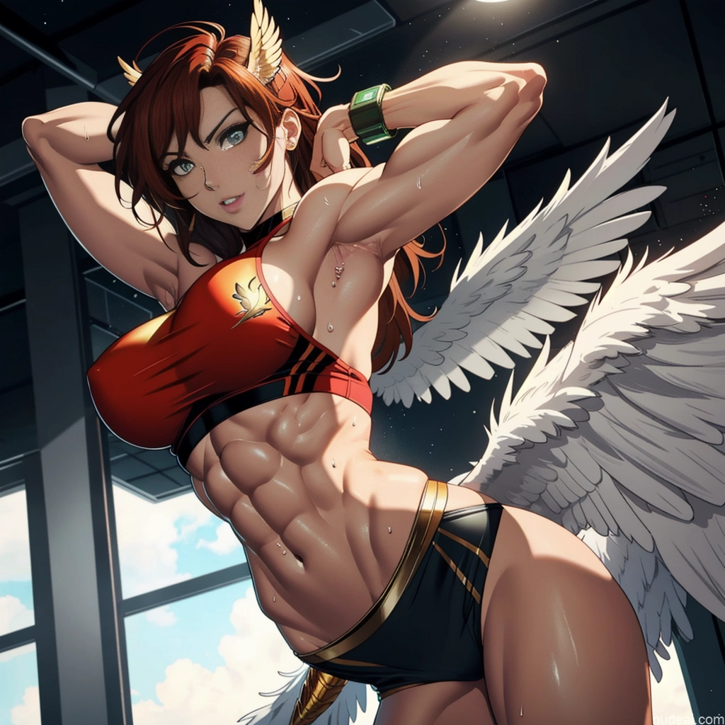 Hawkgirl Front View Busty Muscular