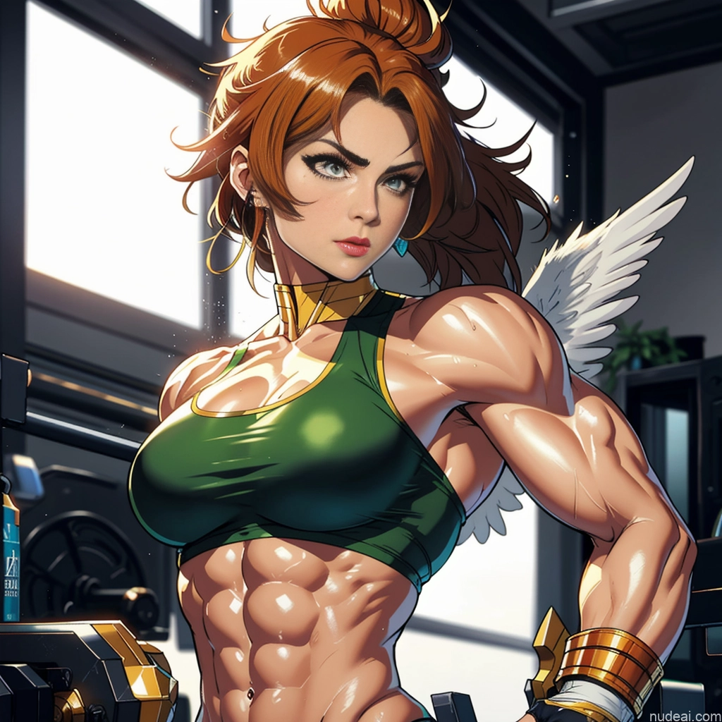 Hawkgirl Front View Busty Muscular