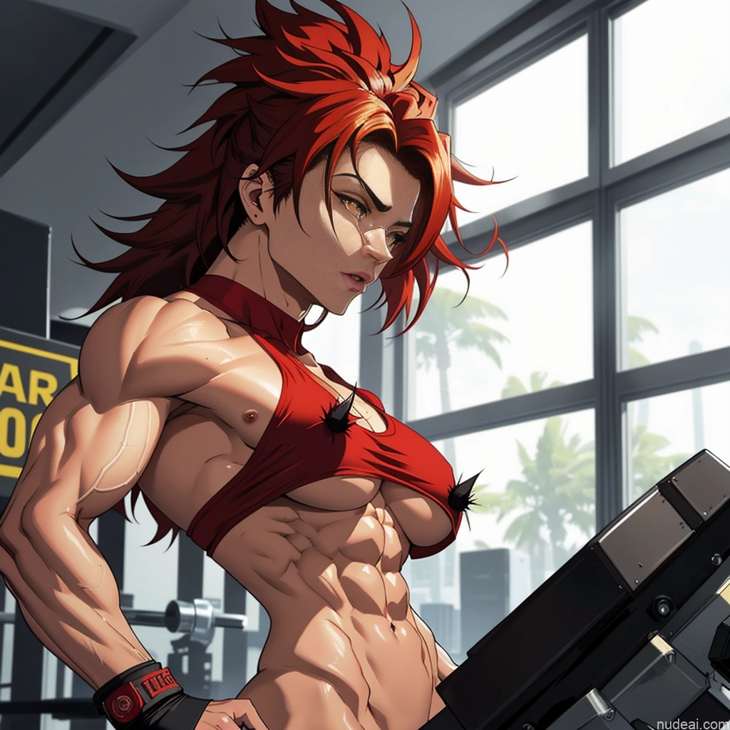 ai nude image of pics of Woman Busty Front View Super Saiyan 4 Muscular