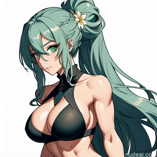 20s One Perfect Boobs Huge Boobs Perfect Body Long Hair Beautiful Sexy Face Green Hair Soft Anime Beach Front View Messy Dress Doctor Face Mask Nurse Topless