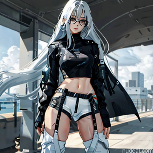 related ai porn images free for Woman One Glasses Perfect Body Long Hair 20s Seductive White Hair Straight Bangs White Aogami Soft Anime Crisp Anime Urban Samurai V2 Whale Tail (Clothing) Short Shorts Thigh Socks Crop Top Jacket Close-up View