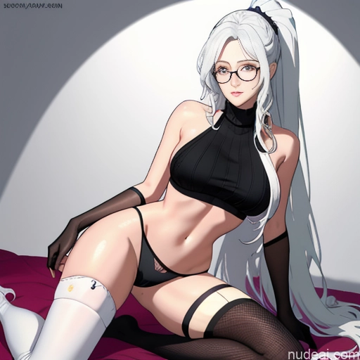 related ai porn images free for Woman One Glasses Long Hair 20s Seductive White Hair Bangs White Soft Anime Crisp Anime Bedroom Virgin Killer Sweater V4 Thigh Socks Skinny Straddling Messy