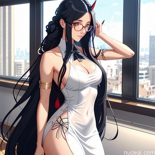 related ai porn images free for Woman One Glasses Long Hair 20s Seductive White Hair Bangs White Soft Anime Crisp Anime Bedroom Skinny Messy Dance Dress: Belly Dance Yoga