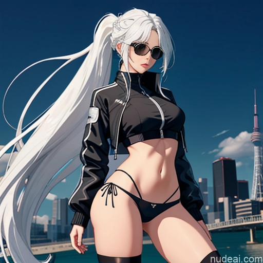 related ai porn images free for Woman One Skinny Long Hair 20s Seductive White Hair Straight Bangs White Close-up View Crop Top Jacket Short Shorts Whale Tail (Clothing) Thigh Socks Tokyo Urban Samurai V2 MASK