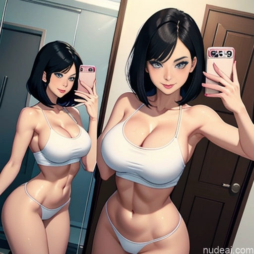 related ai porn images free for Woman One Busty Huge Boobs Perfect Boobs Big Ass Big Hips Perfect Body Fairer Skin 18 White Nude Front View Happy Bathing Gym Mirror Selfie Bobcut Black Hair