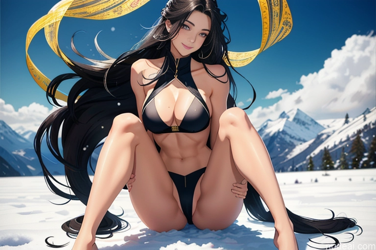 ai nude image of pics of Woman One Beautiful Long Hair Small Tits Skinny Small Ass Short Perfect Body 18 Ahegao Orgasm Happy Black Hair Straight Slicked Crisp Anime Mountains Snow Front View Close-up View Spreading Legs Plank Nude Fur Cosplay