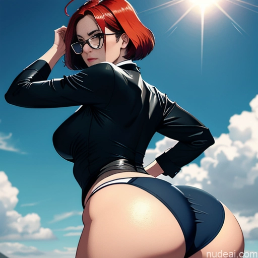 Small Tits Big Ass Glasses Angry Bobcut Ginger Gym Sports Bending Over Back View