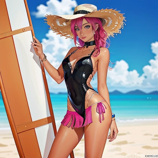 Small Ass 18 Pink Hair Tanned Skin Black Soft Anime Dance Dress: Ballet