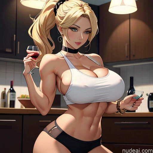 related ai porn images free for Woman One Huge Boobs Perfect Boobs Beautiful Perfect Body 20s Blonde Ponytail Skin Detail (beta) Kitchen Eating Casual Jewelry Pearl Jewelry Wine Dark Lighting Harem Pants Tank Top Seductive Sexy Face