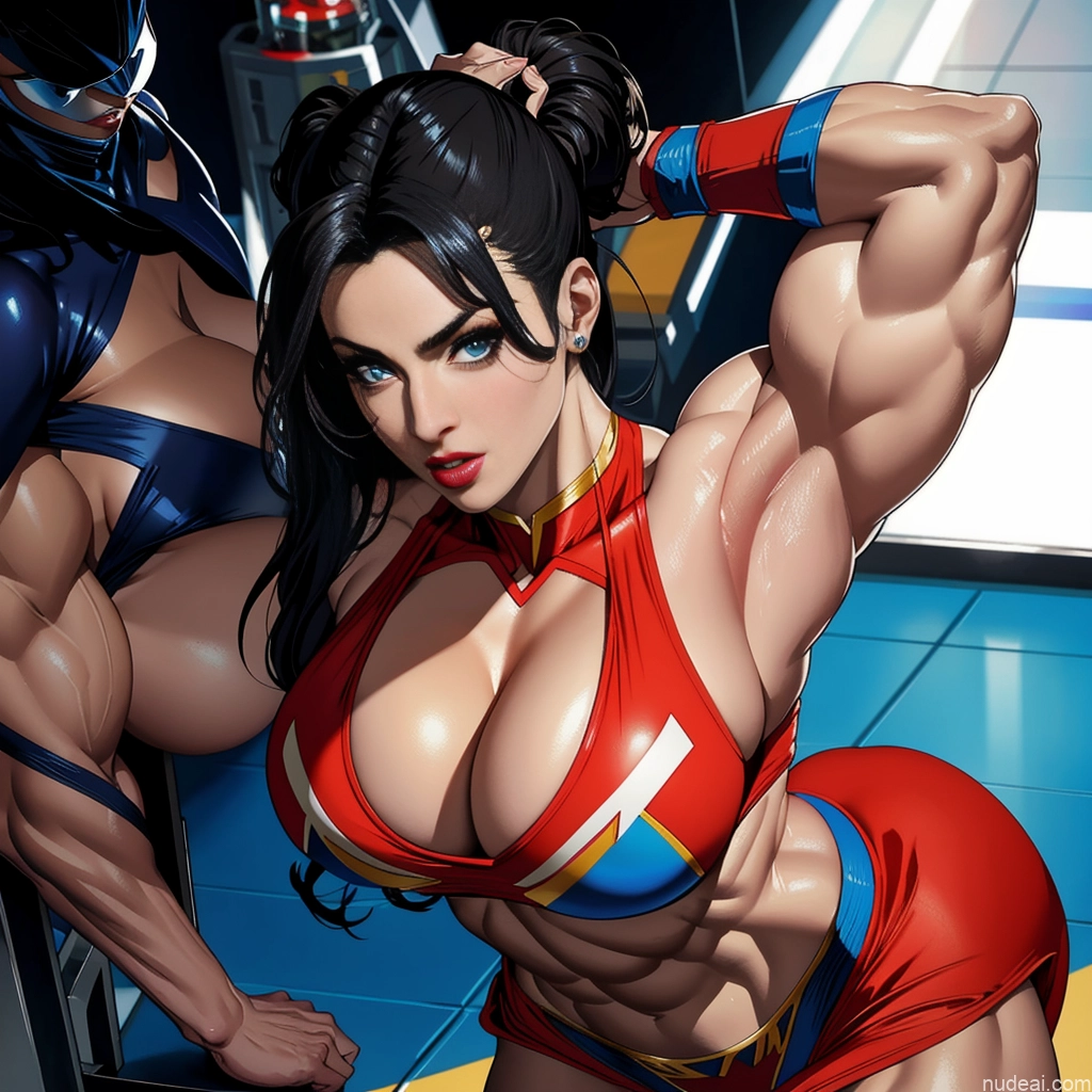 ai nude image of pics of Superhero Woman Bodybuilder Several Busty Front View