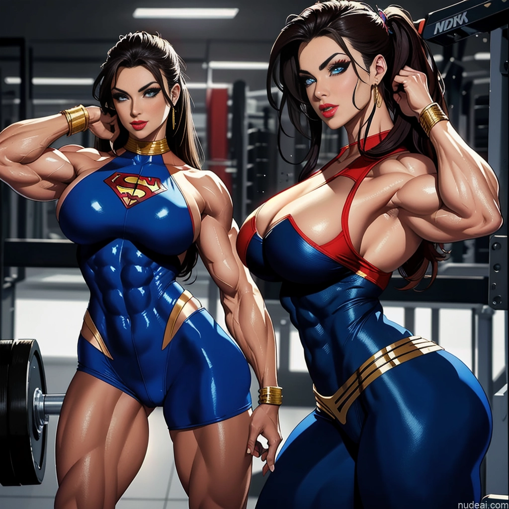 related ai porn images free for Superhero Woman Bodybuilder Several Busty Front View